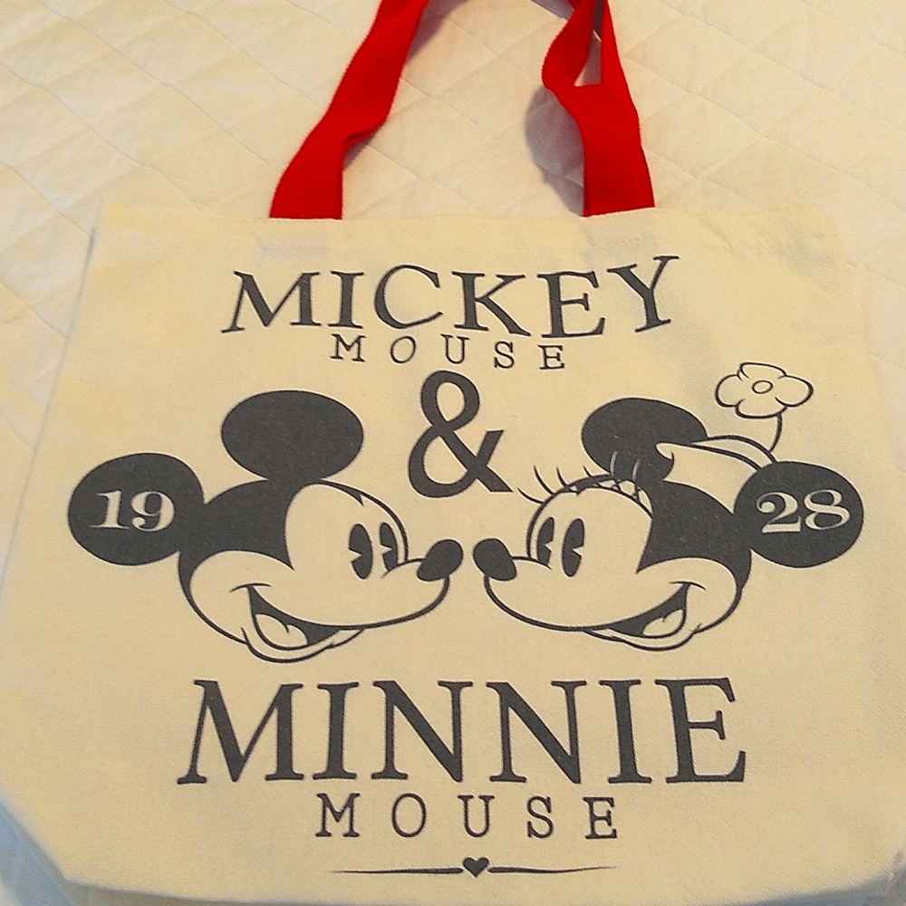 Disney Mickey & Minnie Mouse Canvas Tote Bag.. 15 x 15 inches